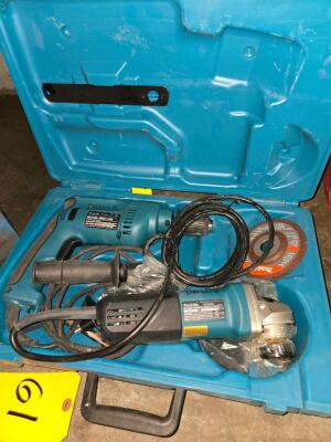 LOT MAKITA HP1621 POWER DRILL & 9554NB ANGLE GINDER