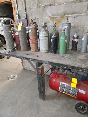 LOT INDUSTRIAL GAS BOTTLES; W/ BENCH; NO AIR COMPRESSOR - 2