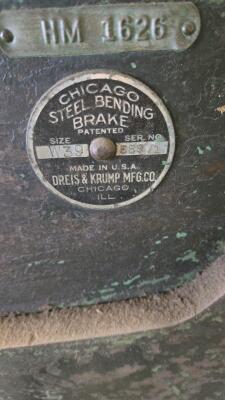CHICAGO D & K FINGER BRAKE; MODEL W39; 72" WIDE; 16 GUAGE CAPACITY - 4