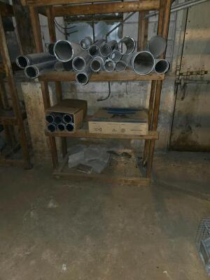 LOT SCAFFOLDING EQUIPMENT; HVAC DUCT AND CHANNELS OF ALL SIZES; PVC; SUPPLIES; SHELVES; SHOP FAN; DOWNSTAIRS AND UPSTAIRS - 5