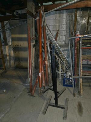 LOT SCAFFOLDING EQUIPMENT; HVAC DUCT AND CHANNELS OF ALL SIZES; PVC; SUPPLIES; SHELVES; SHOP FAN; DOWNSTAIRS AND UPSTAIRS - 7