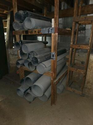 LOT SCAFFOLDING EQUIPMENT; HVAC DUCT AND CHANNELS OF ALL SIZES; PVC; SUPPLIES; SHELVES; SHOP FAN; DOWNSTAIRS AND UPSTAIRS - 8