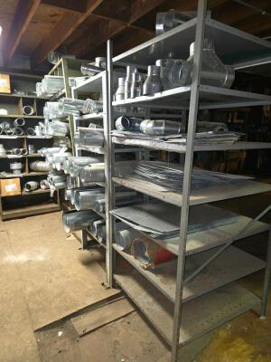 LOT SCAFFOLDING EQUIPMENT; HVAC DUCT AND CHANNELS OF ALL SIZES; PVC; SUPPLIES; SHELVES; SHOP FAN; DOWNSTAIRS AND UPSTAIRS - 12
