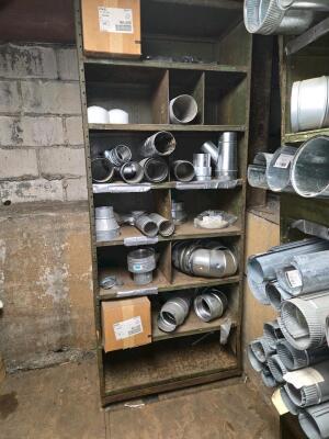 LOT SCAFFOLDING EQUIPMENT; HVAC DUCT AND CHANNELS OF ALL SIZES; PVC; SUPPLIES; SHELVES; SHOP FAN; DOWNSTAIRS AND UPSTAIRS - 13