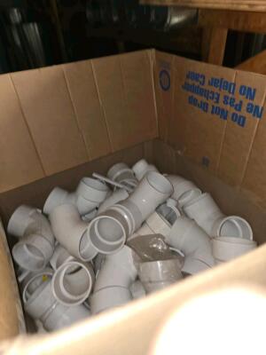 LOT SCAFFOLDING EQUIPMENT; HVAC DUCT AND CHANNELS OF ALL SIZES; PVC; SUPPLIES; SHELVES; SHOP FAN; DOWNSTAIRS AND UPSTAIRS - 15