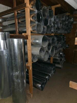 LOT SCAFFOLDING EQUIPMENT; HVAC DUCT AND CHANNELS OF ALL SIZES; PVC; SUPPLIES; SHELVES; SHOP FAN; DOWNSTAIRS AND UPSTAIRS - 17