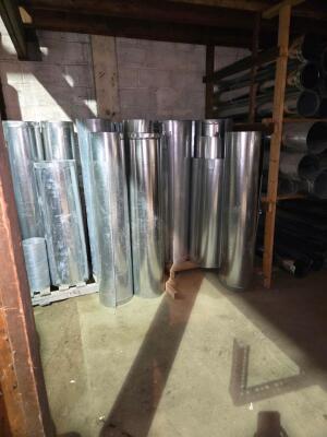 LOT SCAFFOLDING EQUIPMENT; HVAC DUCT AND CHANNELS OF ALL SIZES; PVC; SUPPLIES; SHELVES; SHOP FAN; DOWNSTAIRS AND UPSTAIRS - 18