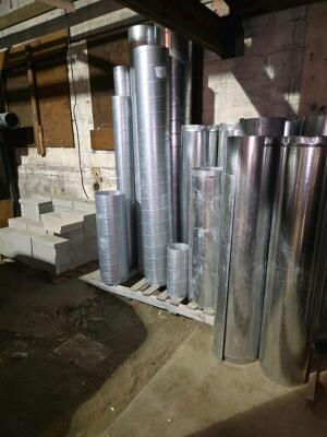 LOT SCAFFOLDING EQUIPMENT; HVAC DUCT AND CHANNELS OF ALL SIZES; PVC; SUPPLIES; SHELVES; SHOP FAN; DOWNSTAIRS AND UPSTAIRS - 19