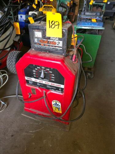 LOT LINCOLN AC-225 ARC WELDER AND SCHUAER BATTERY CHARGER