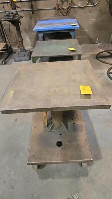 LOT DIE CART AND STEEL TABLES