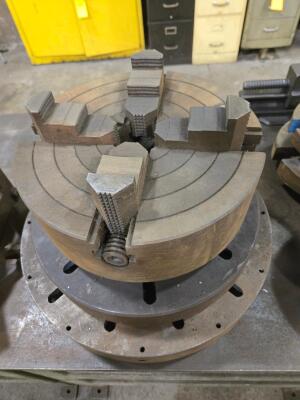 LOT 12" 4-JAW CHUCK AND FACE PLATES
