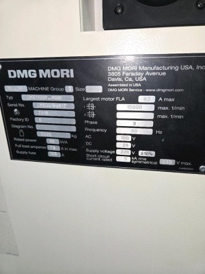 2018 DMG MORI CNC VERTICAL MACHINING CENTER; MDL. CMX 1100V - 11