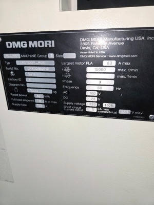 2018 DMG MORI CNC VERTICAL MACHINING CENTER; MDL. CMX 1100V - 12