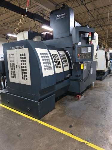 2005 JOHNFORD 3-AXIS CNC MOVING TABLE BRIDGE MILL, MDL. DMC-1500