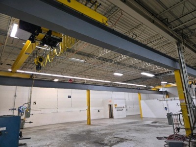 MAZELLA BRIDGE CRANE; (1) 10 TON HOIST; (1) 5 TON HOIST; PENDANT CONTROLS; UNDER-HUNG; APPROXIMATELY 30' X 100' TRAVEL; REMOVAL COST TBD - 7