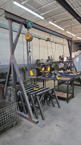 A-FRAME GANTRY CRANE W/ CM 1 TON HOIST; FRAME & HOIST ONLY