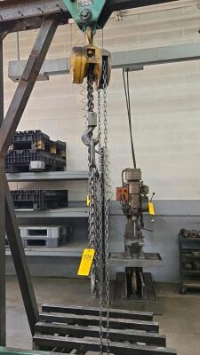 A-FRAME GANTRY CRANE W/ CM 1 TON HOIST; FRAME & HOIST ONLY - 4