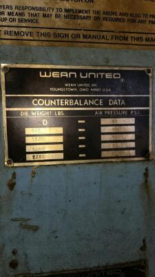 WEAN UNITED OBI PUNCH PRESS; MDL. G-110-I; 110 TON CAPACITY - 5