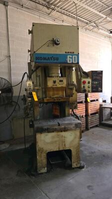 KOMATSU C-FRAME PUNCH PRESS; MDL. OBS 60-3; 60 TON CAPACITY; YEAR 1992