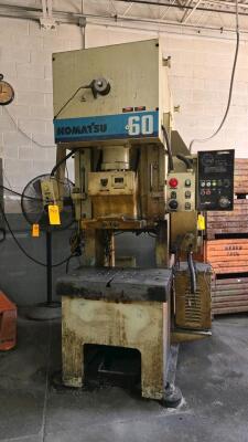 KOMATSU C-FRAME PUNCH PRESS; MDL. OBS 60-3; 60 TON CAPACITY; YEAR 1992 - 2