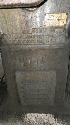 ABRASIVE MACHINE TOOL HAND FEED HORIZONTAL SURFACE GRINDER; MDL. #1 1/2 - 5