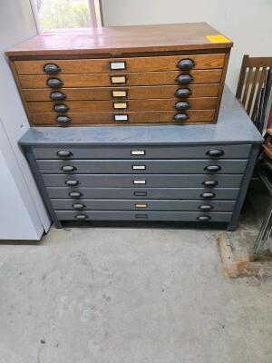 LOT WOOD PRINT CABINETS